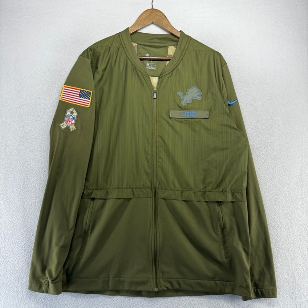 Detroit Lions Jacket Men's XL Green Nike Military Salute To Service On Field